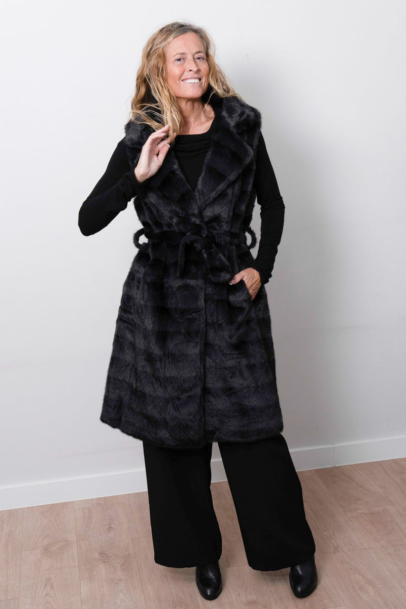 Chaleco Negro Reversible Largo