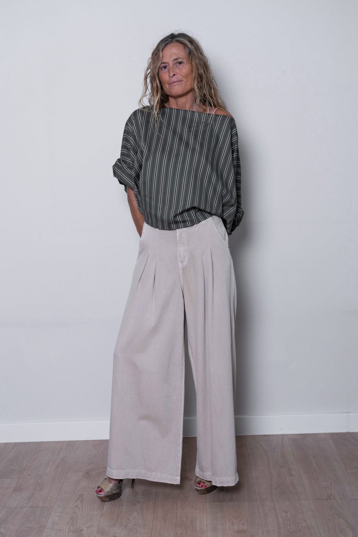 Pantalón Tejano Fluido Crema